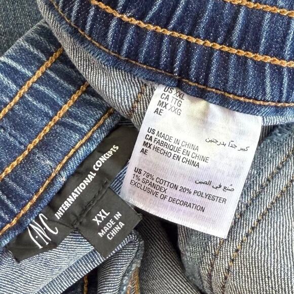 INC International Concepts Denim Embroidered Elastic Waist Blue Jean Shorts XXL - Picture 13 of 13